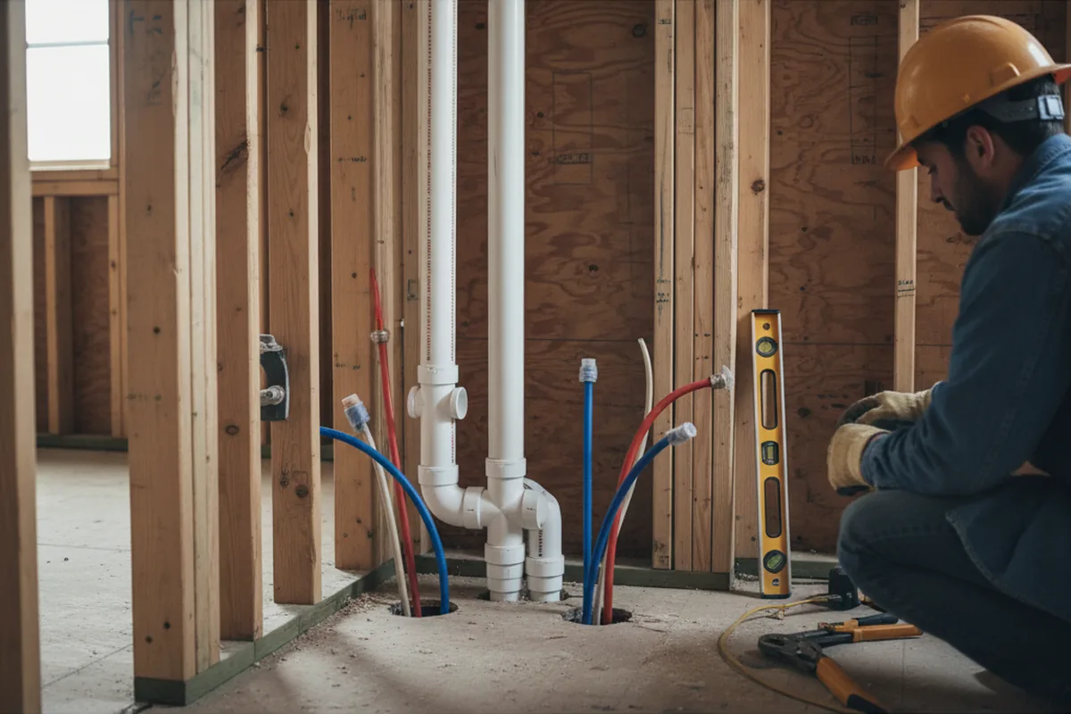 Drain and supply rough-in during Sump Pump Repair in Chilo