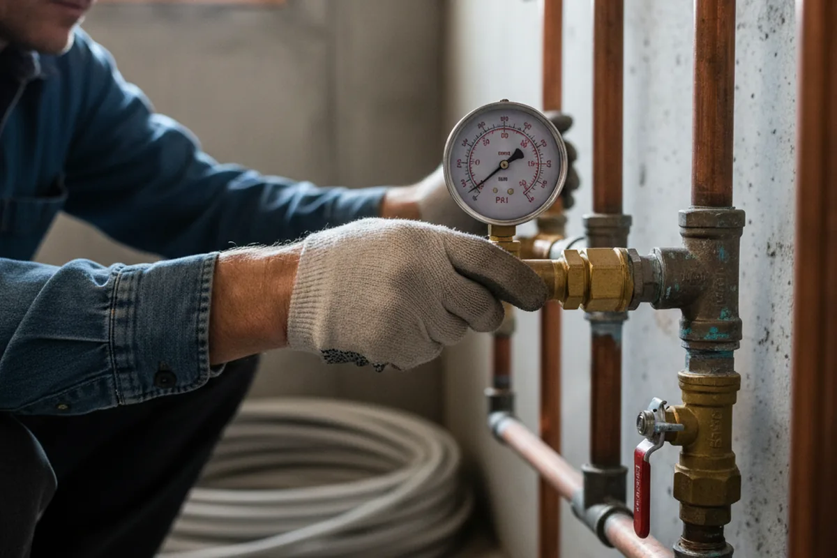 Pressure testing a repaired line during Water Line Repair in Chilo